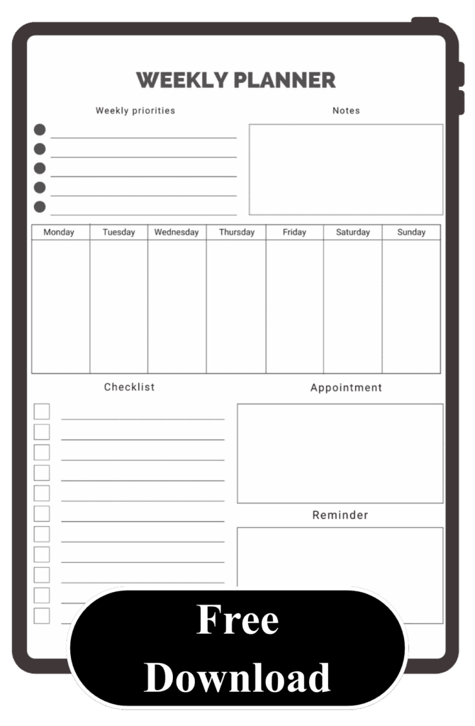 Free weekly Planner